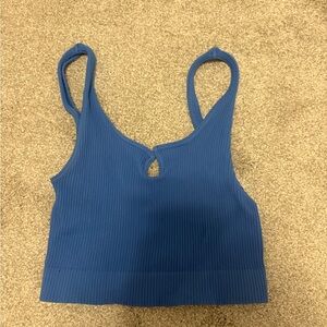Blue Ribbed Women's Top